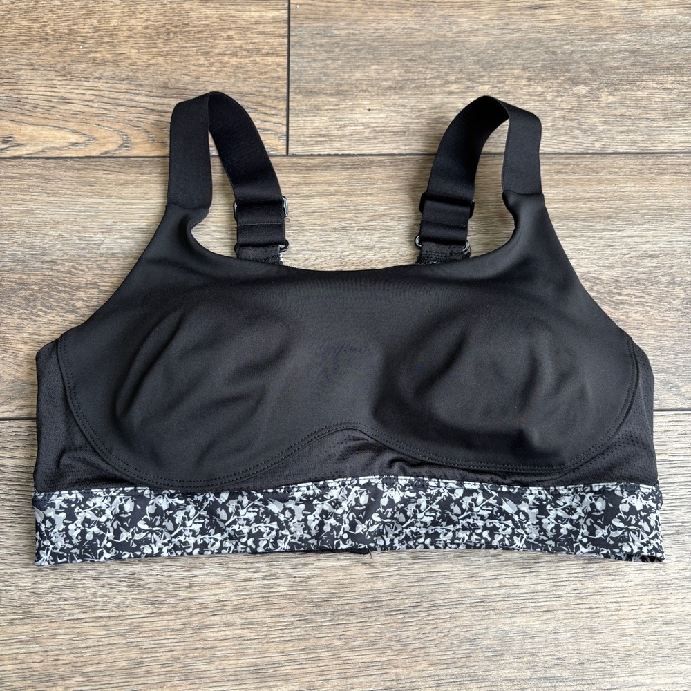 Duluth Trading Co. Adjustable High Impact Sports Bra Black Gray Sz 8